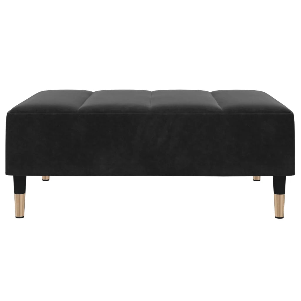 Divano Letto a 2 Posti con Poggiapiedi Nero in Velluto 3258154