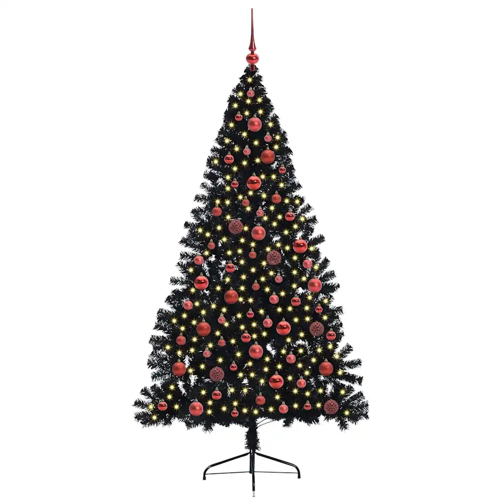 Albero di Natale artificiale con luci integrate Nero 180 cm PVC 3397141