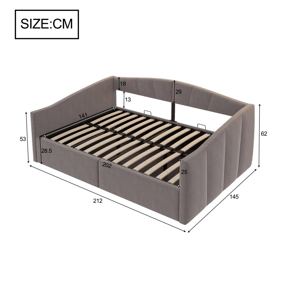 Divano letto doppio 140x200cm - Xylo - grigio, velluto pelle, classico
