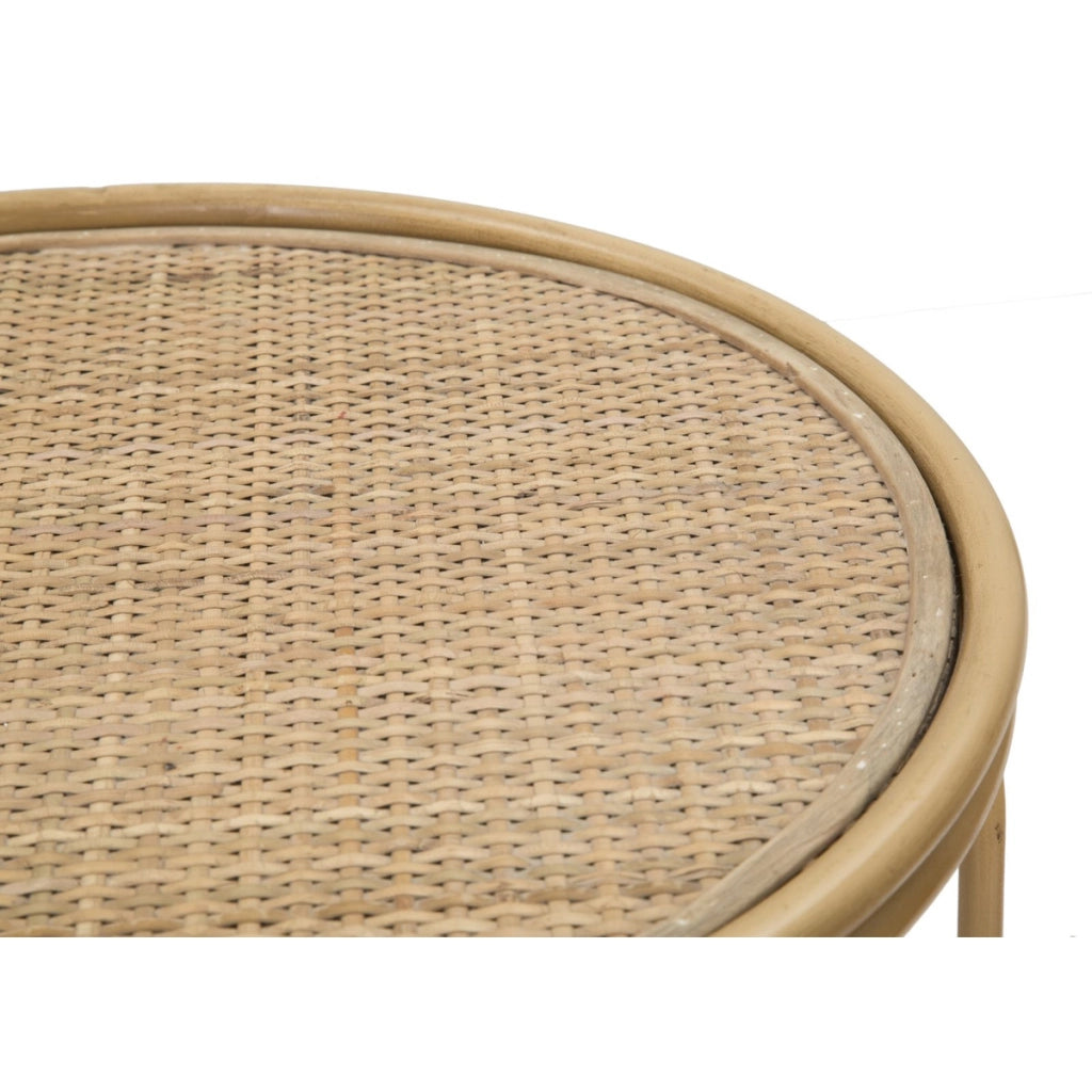 Tavolino rotondo Samui in ferro e rattan — Ø 40x55 cm