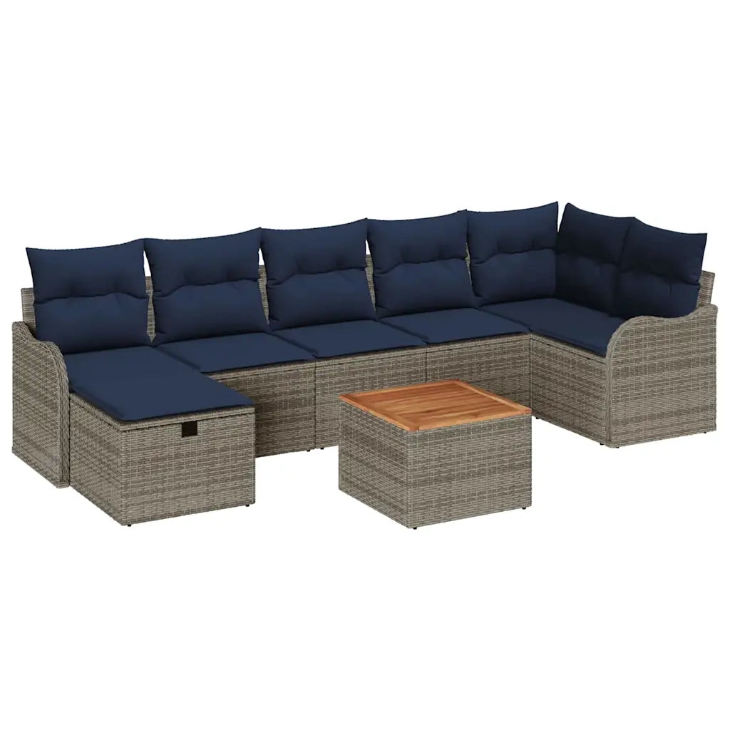 Set Divano da Giardino 8 pz Grigio polyrattan 3359493