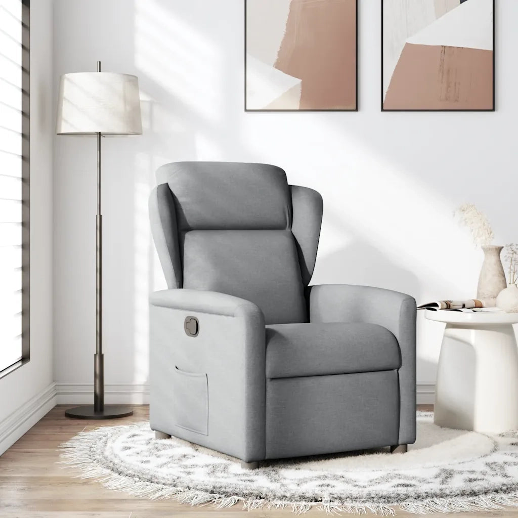 Poltrona | Sedia Relax Reclinabile in Tessuto Grigio Chiaro