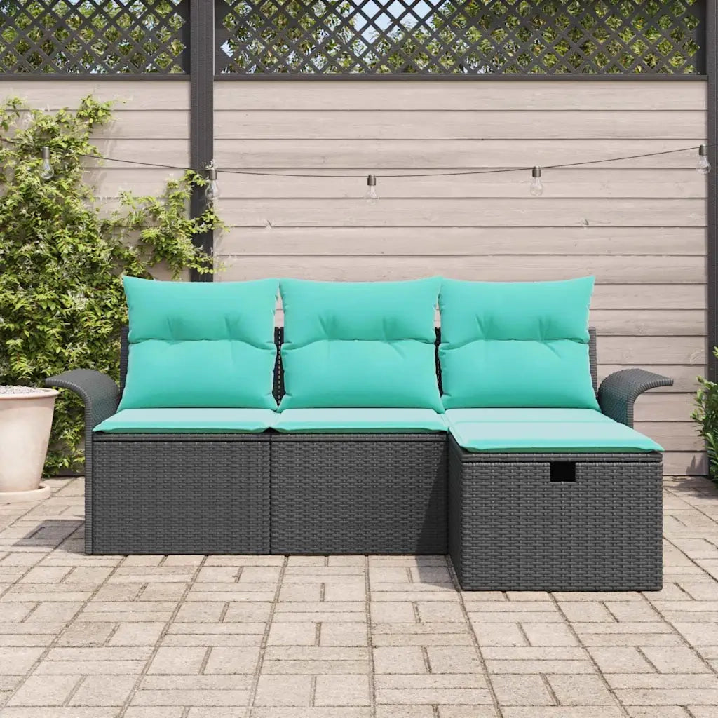 Set Divano da Giardino con cuscino 4 pcs Poly Rattan 3360187