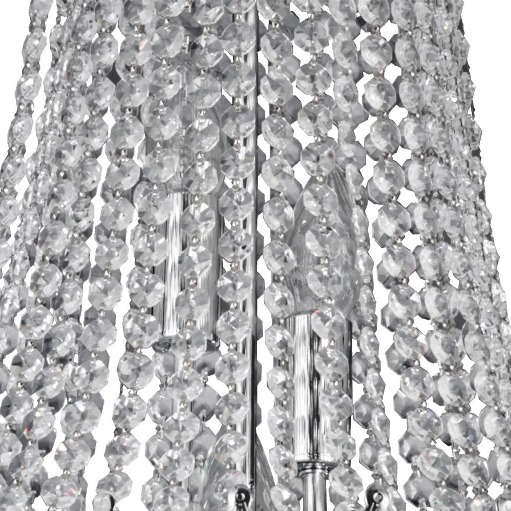 Lampadario Classico Versailles Acciaio Cromo Cristallo 9 Luci E14
