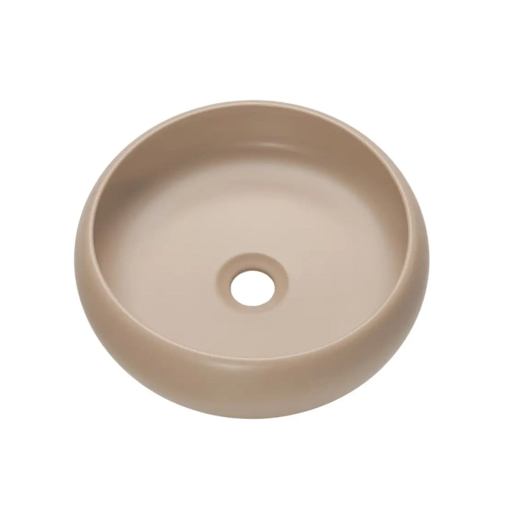 Lavabo da appoggio rotondo 36 cm in ceramica colore cappuccino
