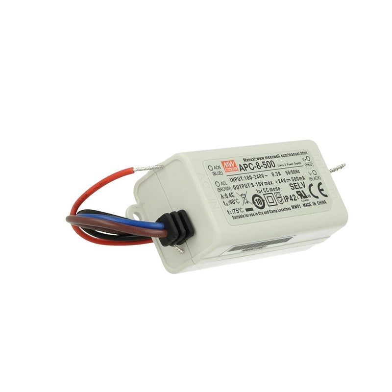 Led Driver CC MW MEAN WELL Serie APC Trasformatore Corrente Costante IP42 (500mA 8V-16VDC 8W)