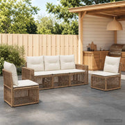 Set Divano da Giardino 5 pz Beige e Bianco Crema polyrattan 3435081