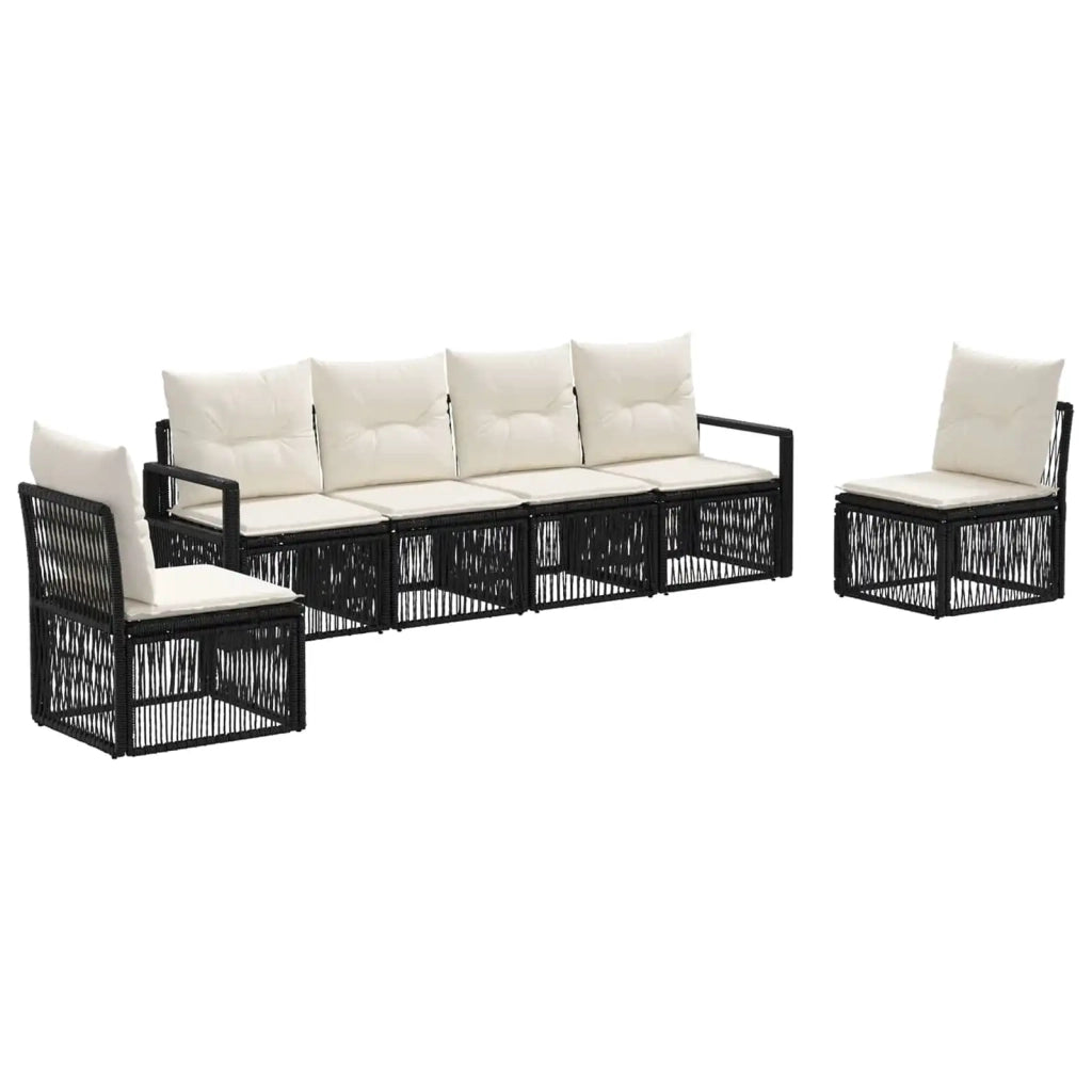 Set Divano da Giardino 6 pz Nero polyrattan 3435673