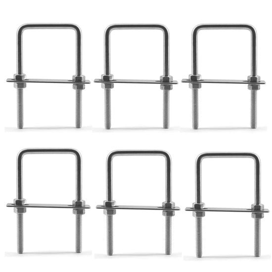 Accessori per fissaggio - U-bout in acciaio inossidabile 304 - M6 40x80mm - Pacchetto da 6 - Resistente allo sfregamento - Resistente alla corrosione - Superficie liscia - Braccetti