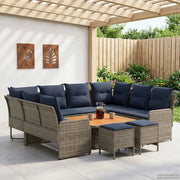 Set di Mobili con cuscino 8 pcs Grigio e Blu Navy Rattan in PE 3422200