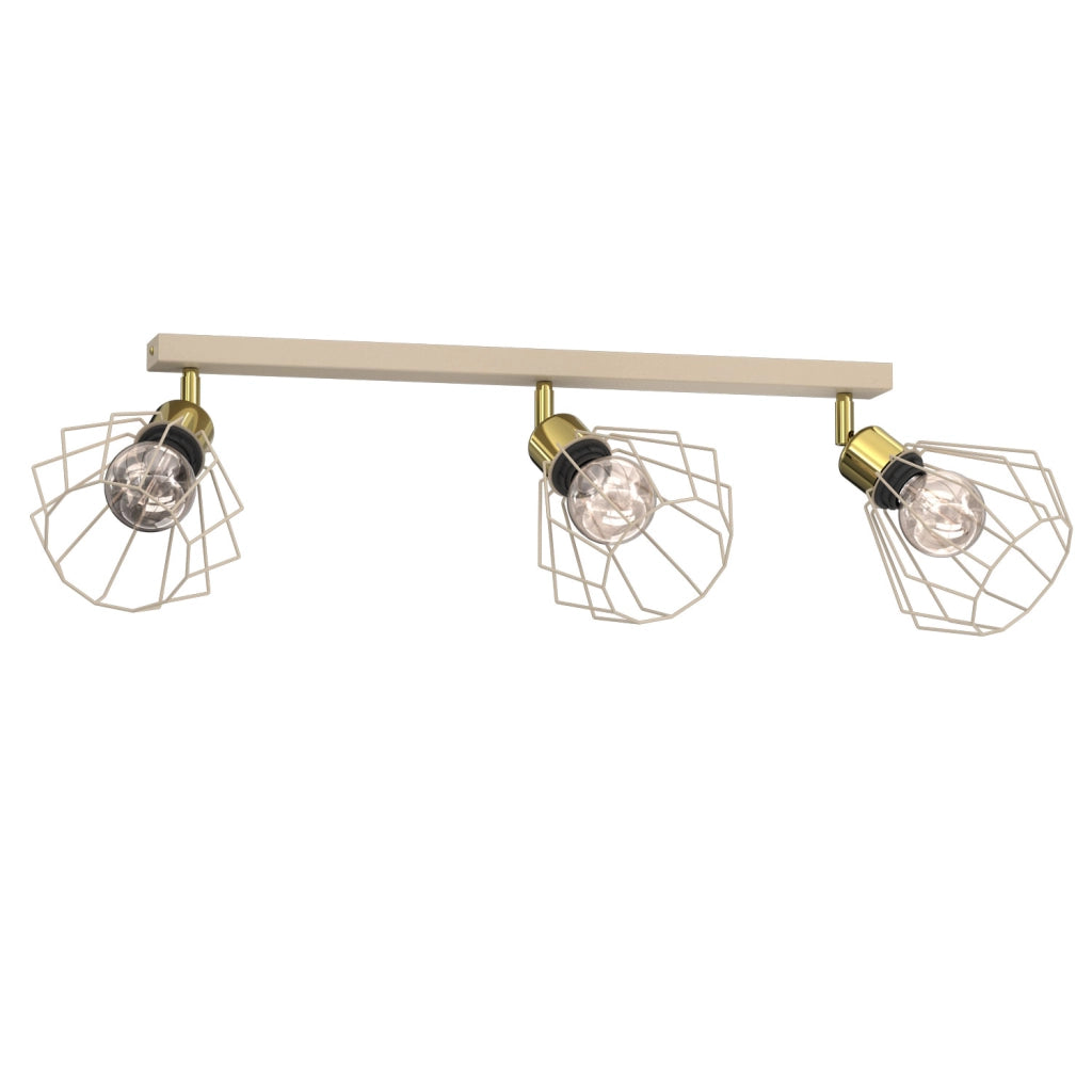 Plafoniera industriale Parkla 3 luci beige oro E27