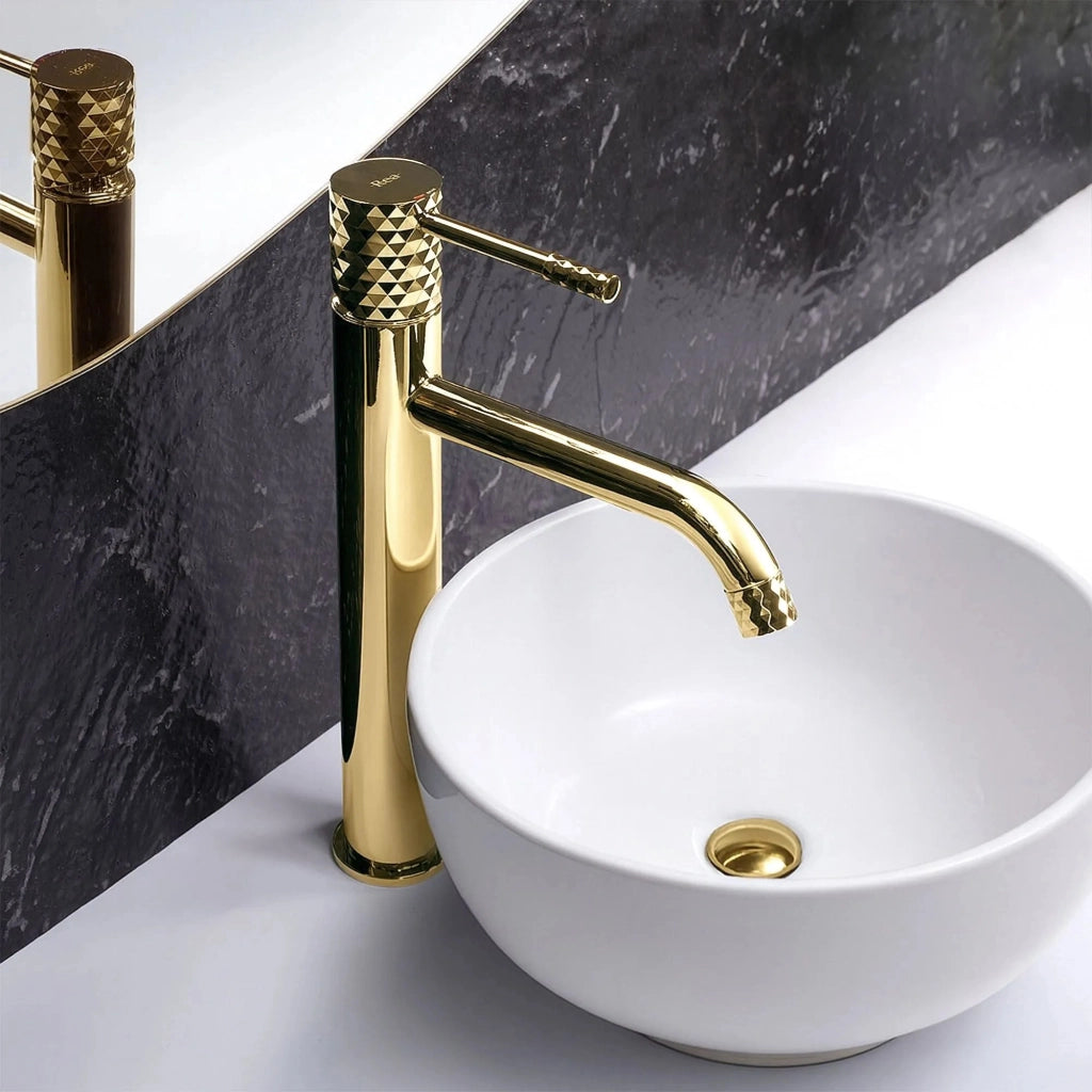 Rubinetto Da Lavabo Rea Lungo Diamond Gold High