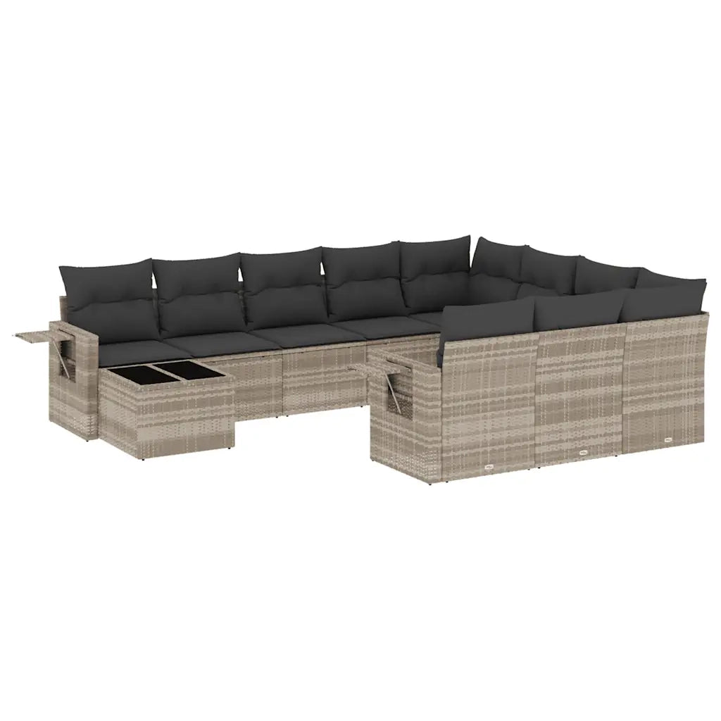 Set Divani da Giardino 11 pz con Cuscini in Polyrattan Grigio 3220731
