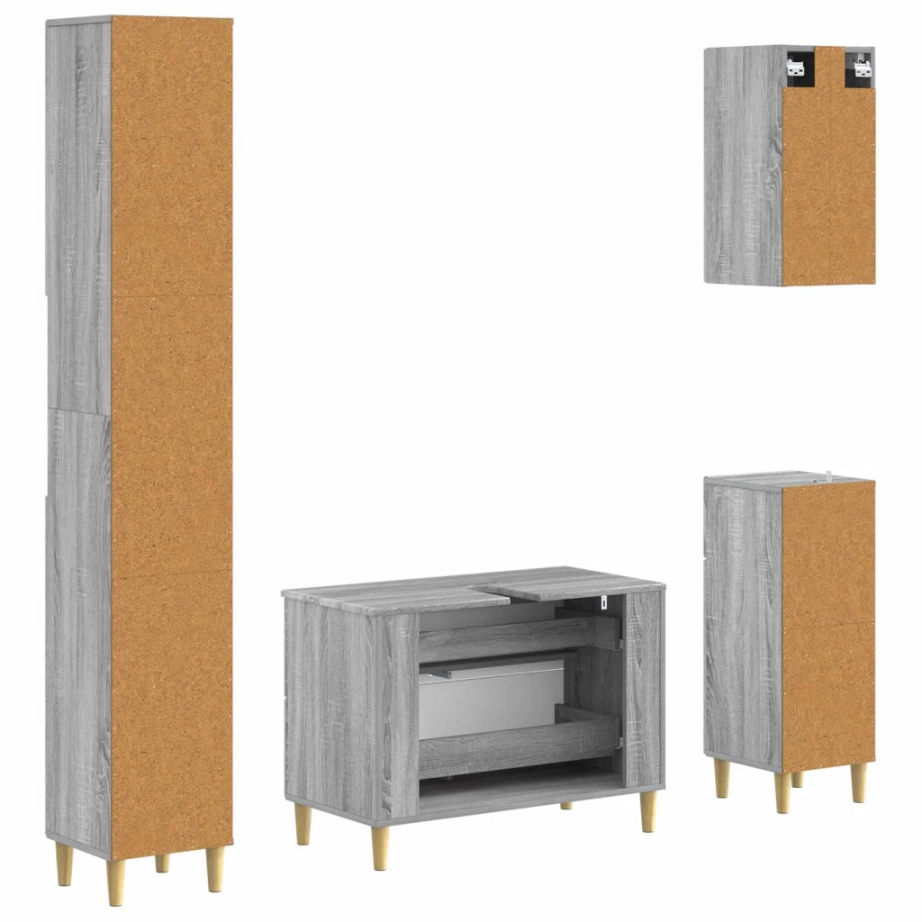 Set di Mobili da Bagno da 4 Pezzi DELFT Sonoma grigio 3417951