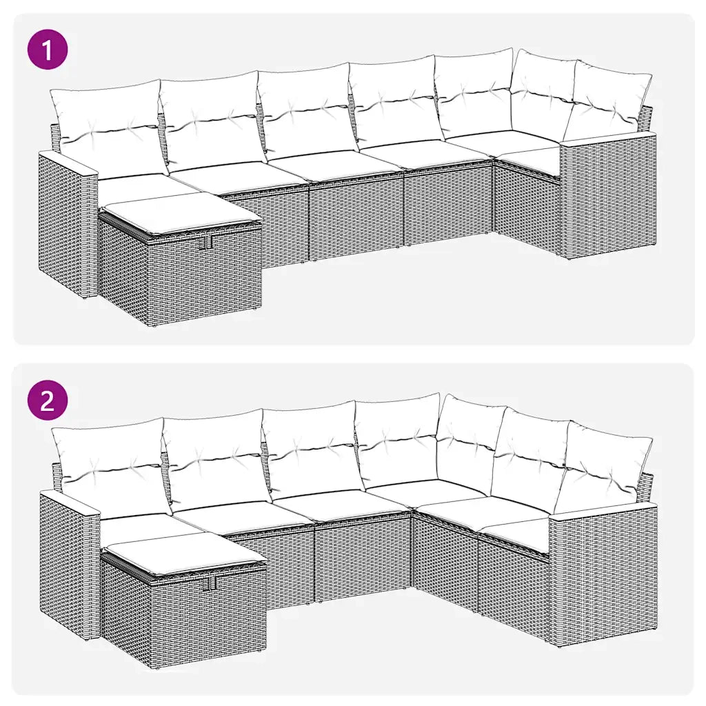 Set Divani da Giardino 7 pz con Cuscini Grigio in Polyrattan 3325932