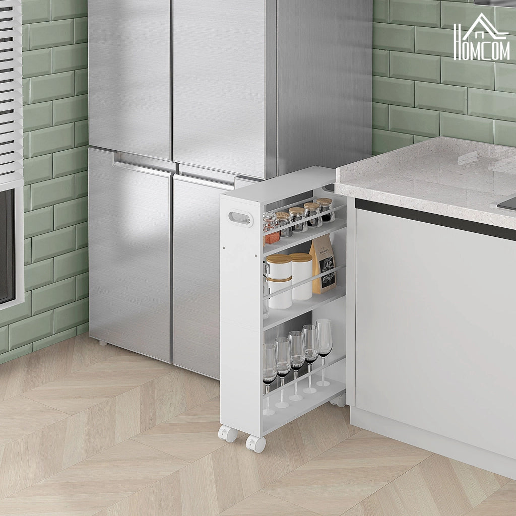 Tavolino con ruote e ripiani ¨C Minimal ¨C Bianco 45x15x80 cm