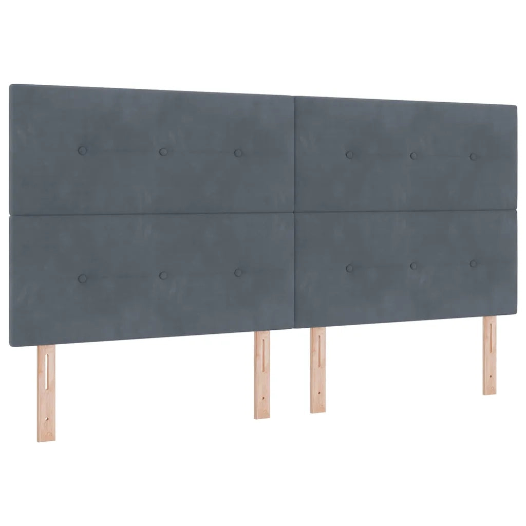Letto a molle con testiera Grigio scuro 200 x 200 cm Velluto