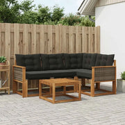 Set di divani da esterno con cuscino 5 pcs Naturale e Nero 3381932