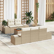 Set Divano da Giardino 6 pcs Beige e Crema polyrattan