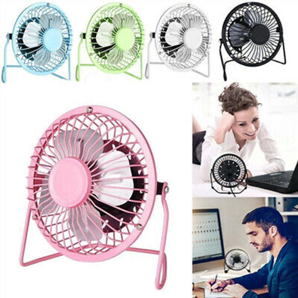 MINI VENTILATORE 4 PALE FAN USB IN METALLO INTERRUTTORE PER PC  13 CM