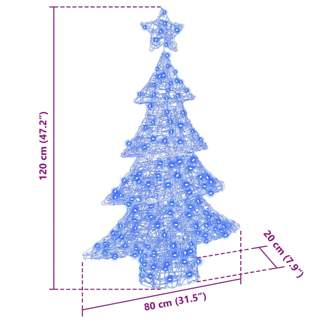 Albero di Natale con 100 LED Blu 120 cm Acrilico 42018975