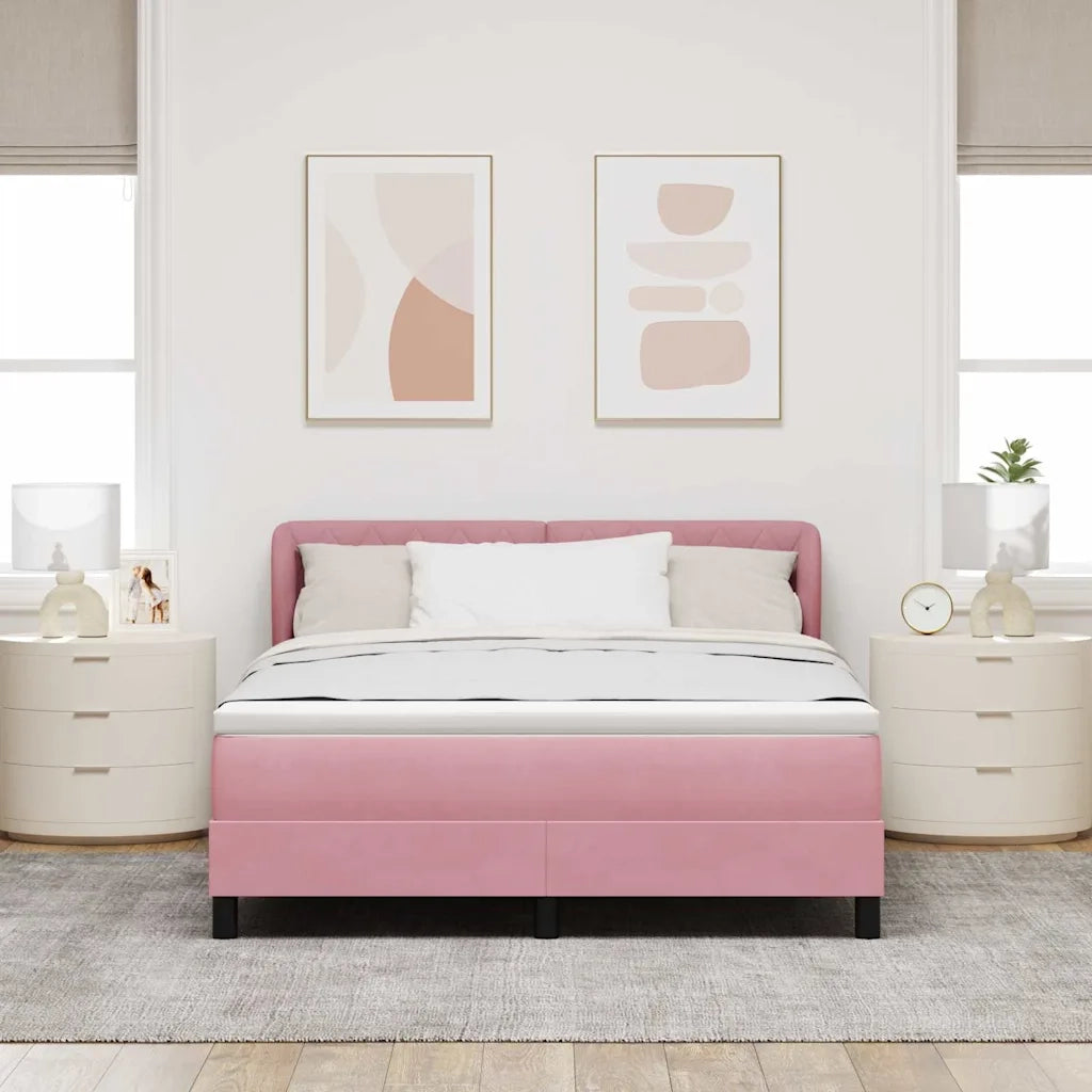 Letto a molle con testiera Rosa 160 x 200 cm Velluto 3340345