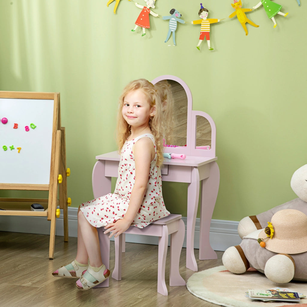 Tocador per Bambini con Specchio e Cassetto ¨C Minimal ¨C Rosa
