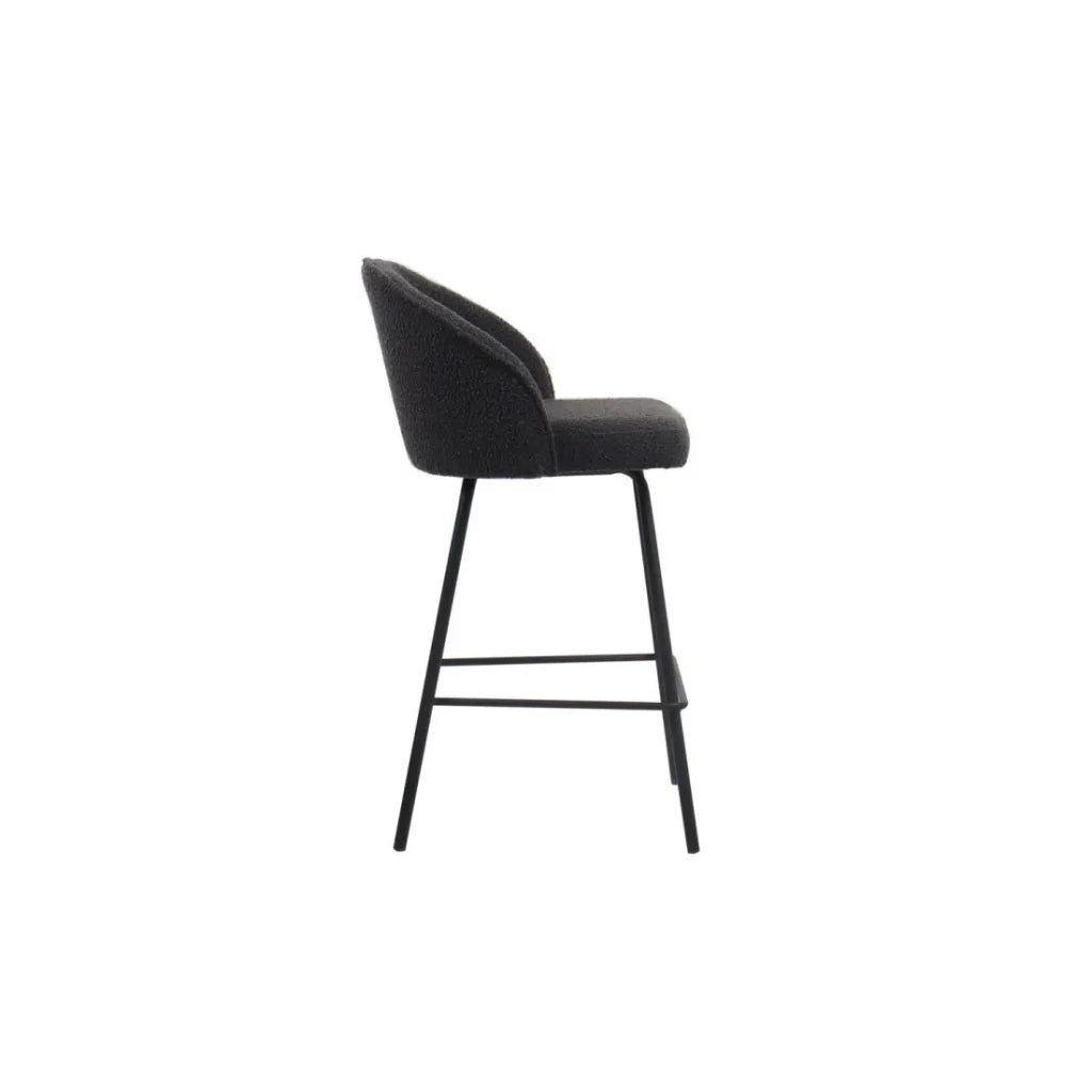 Sedia da banco JUNI – Bouclé grigio – H87 cm design contemporaneo