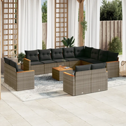 Set Divani da Giardino 13 pz con Cuscini Grigio in Polyrattan 3258924