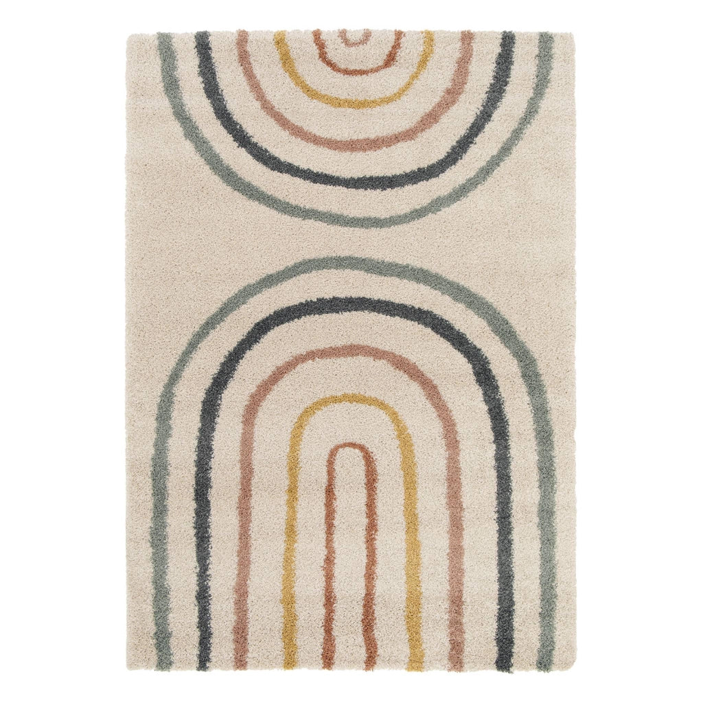 Tappeto per bambini con arcobaleno, tappeto per interni color crema e