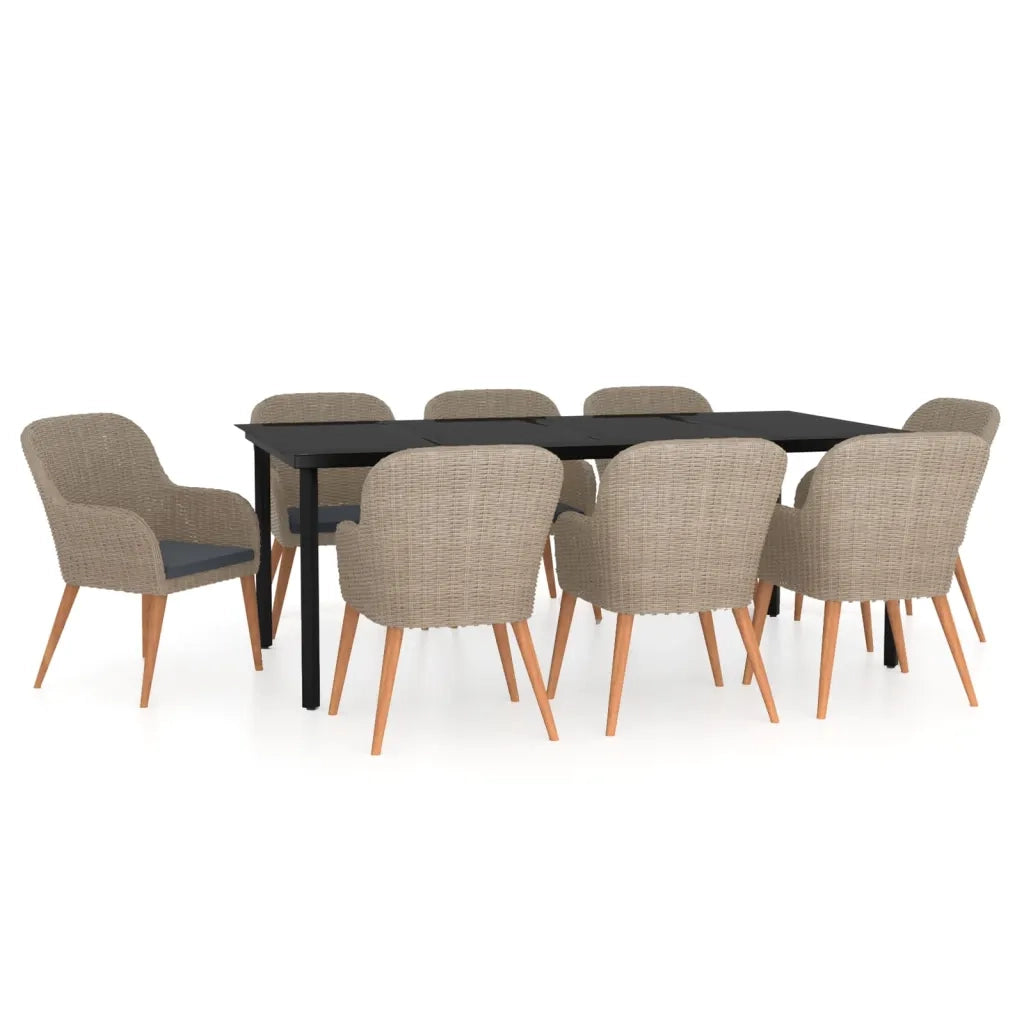 Set da Pranzo da Giardino 9 pz con Cuscini Marrone 3099516