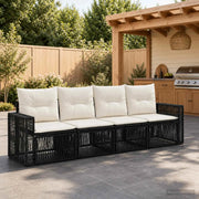 Set Divano da Giardino 4 pz Nero e Bianco Crema polyrattan 3435046