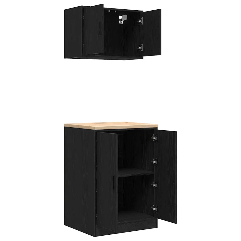 Armadi da Garage 2 pz Neri in Legno Multistrato 3328306