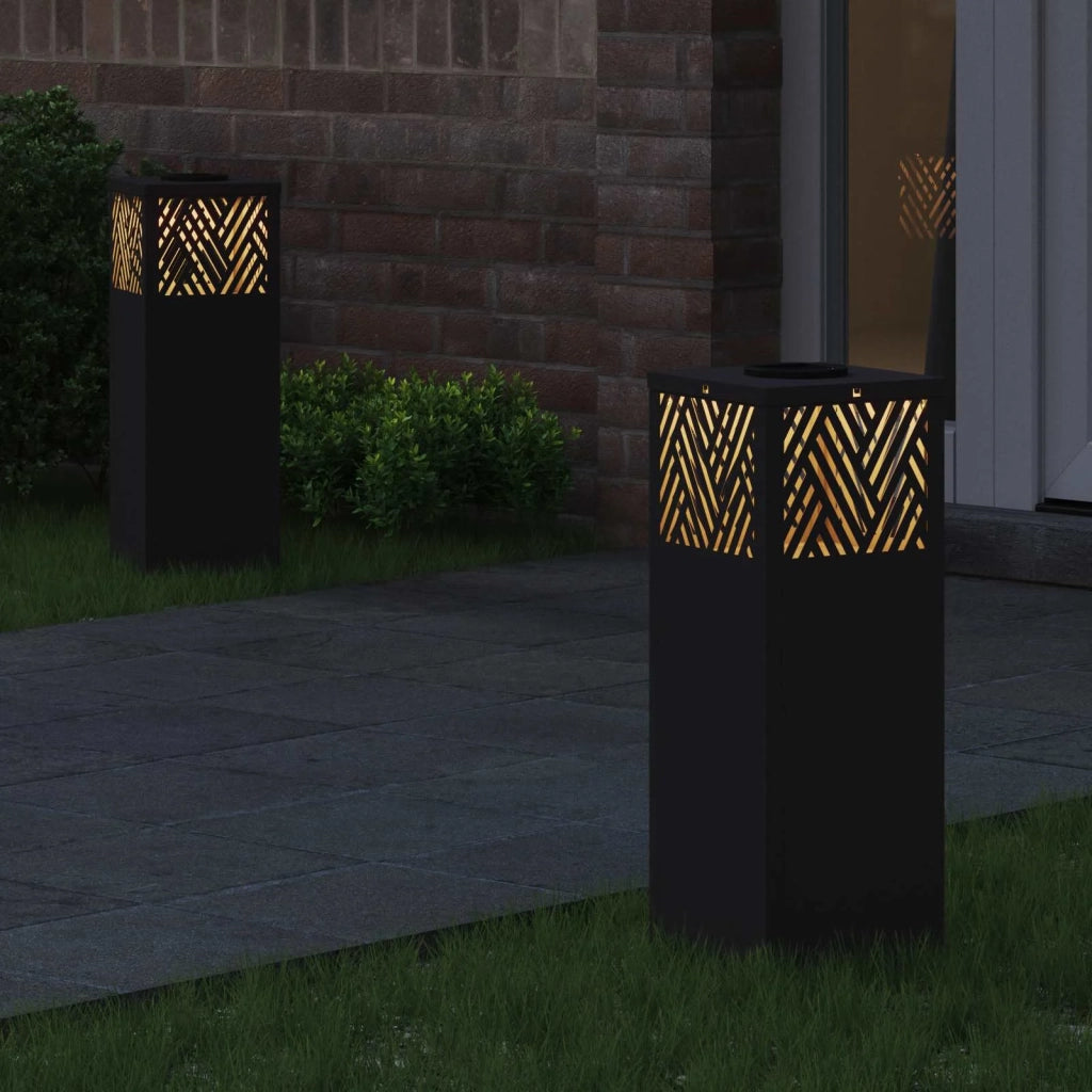 Faro LED solare per sentieri 2 pcs Nero 879723