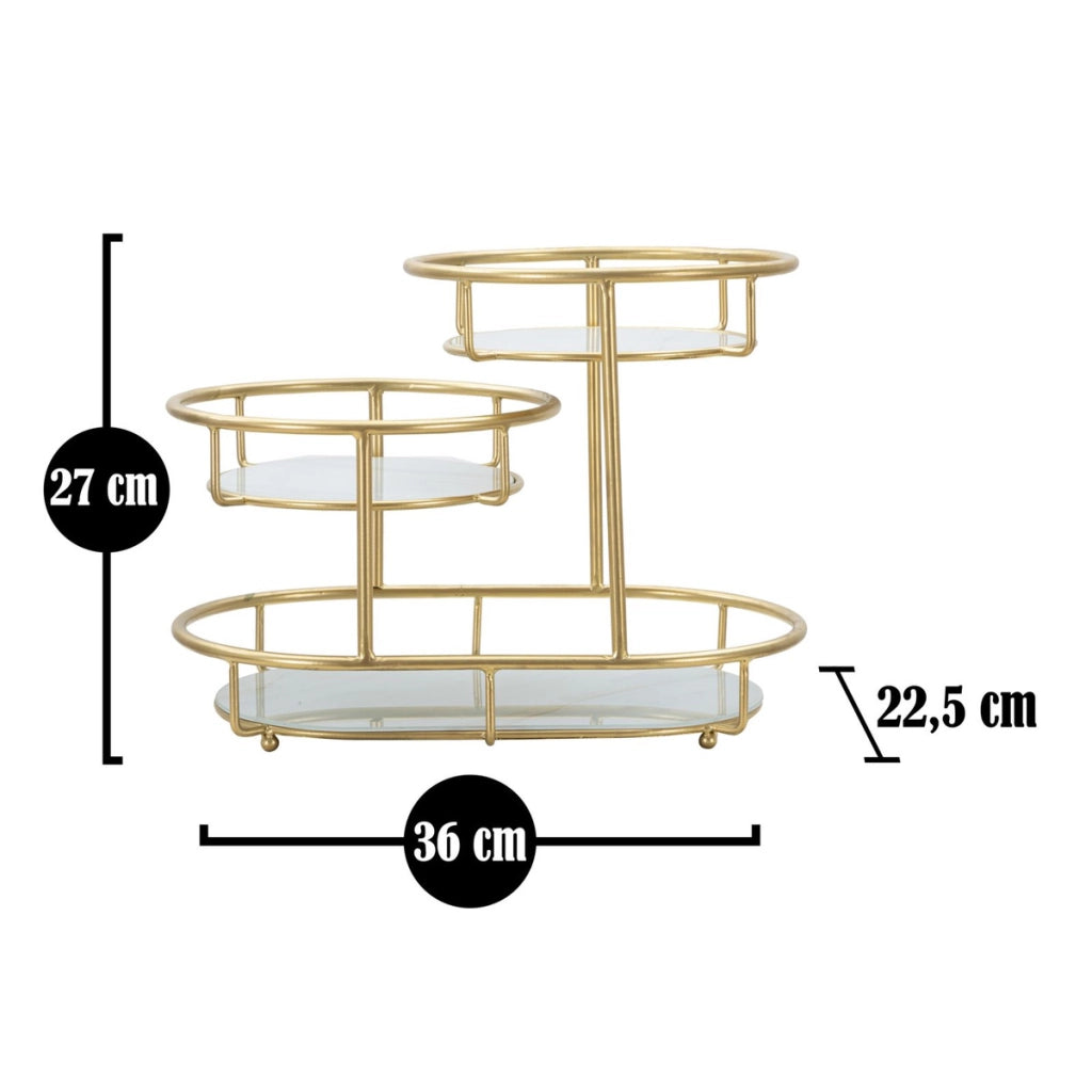 Vassoio VKH689, Oro, Metallo, 36x22,5x27 cm