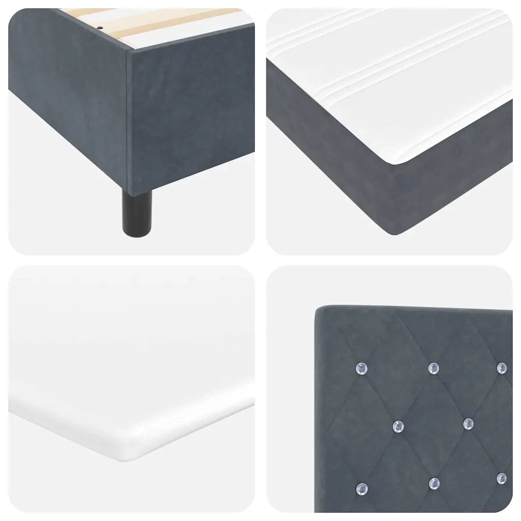 Letto a Sorgente LED Grigio scuro 90 x 200 cm Velluto 3343221