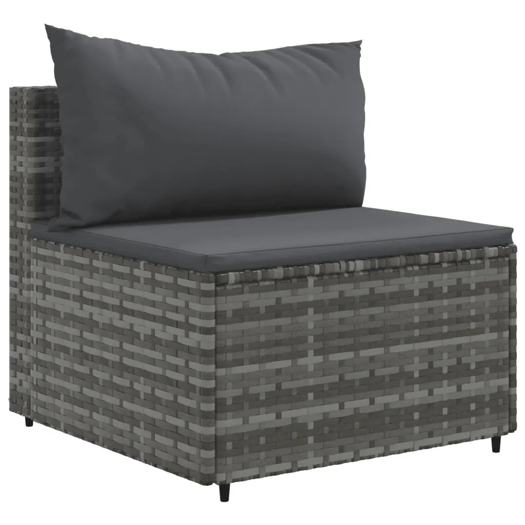 Set Divani da Giardino 10 pz con Cuscini in Polyrattan Grigio 3308282