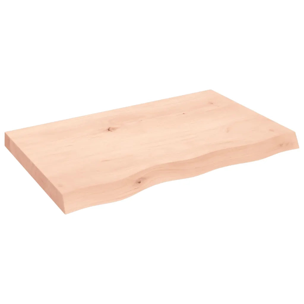 Piano per Tavolo 80x50x(2-6) cm in Rovere Massello Non Trattato 3156295