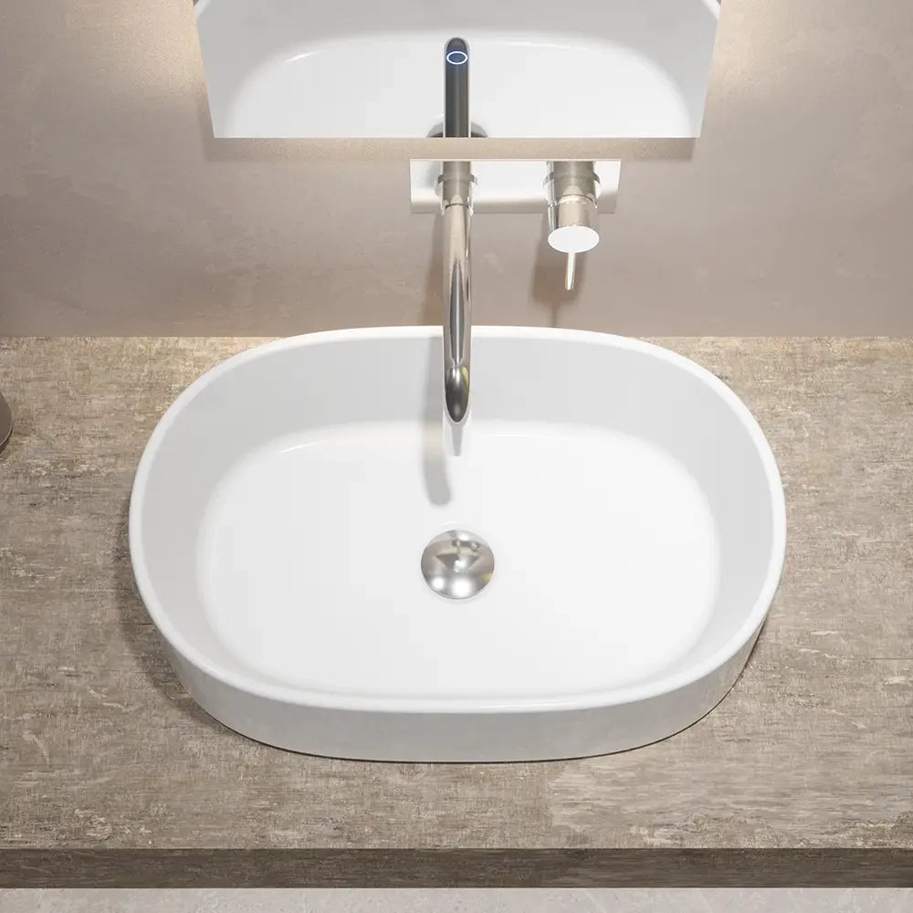 Lavabo da appoggio ovale 57x36,5x15 cm Bianco