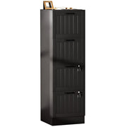 Cassettiera ufficio 4 cassetti con serratura ¨C Xylo ¨C legno nero 40x40x131 cm