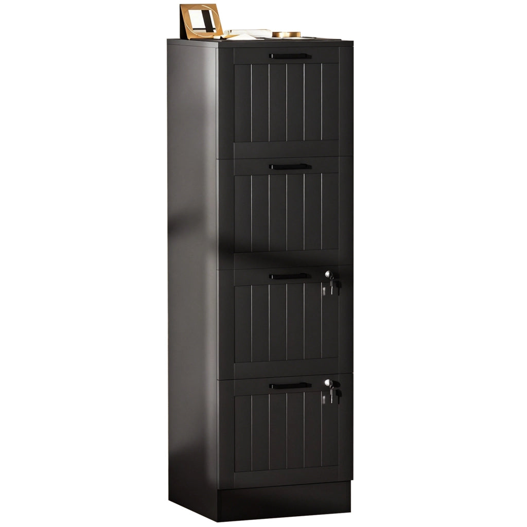 Cassettiera ufficio 4 cassetti con serratura ¨C Xylo ¨C legno nero 40x40x131 cm