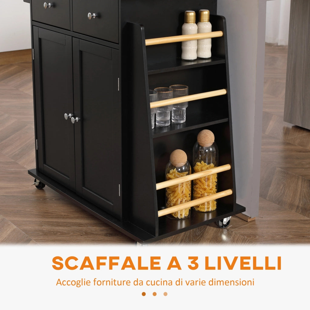 Tavolo da Cucina con Armadietto e 2 Cassetti ¨C Zephmum ¨C Legno, Nero, 89x45x89.5cm