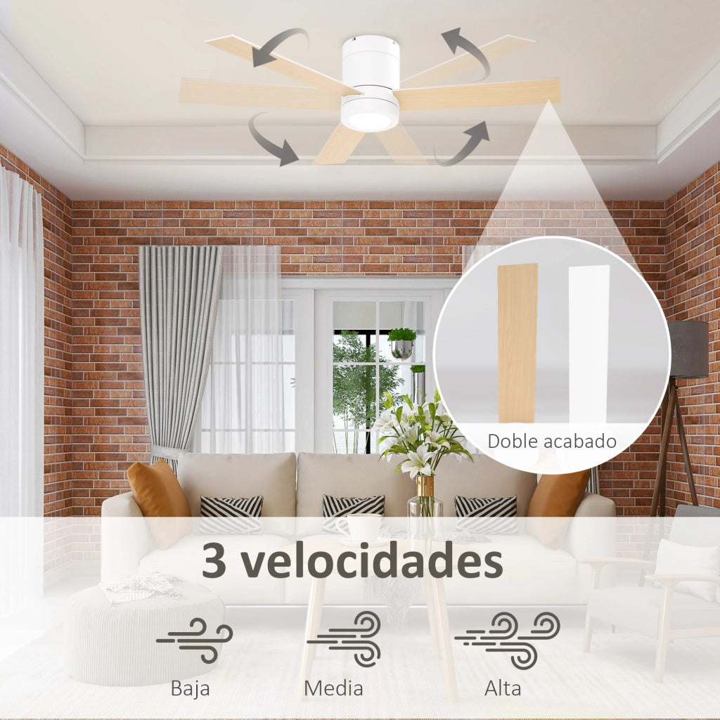 Ventilatore a Soffitto con Luce LED ¨C Minimal ¨C Bianco ?112x25 cm 48W