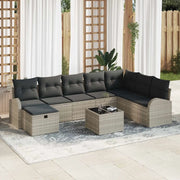 Set Divano da Giardino 9 pcs Grigio chiaro Poly Rattan 3360473