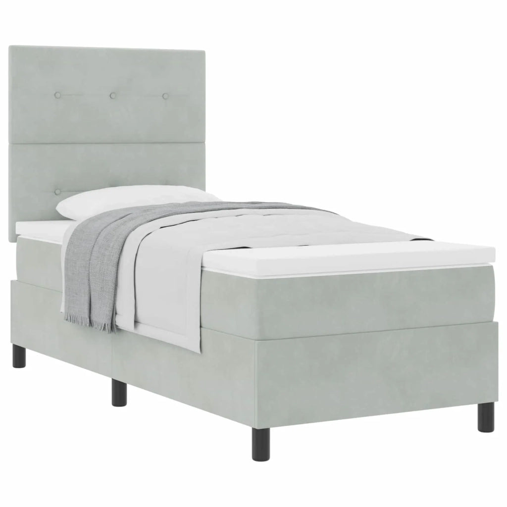 Letto a molle con materasso Grigio chiaro 80 x 200 cm Velluto 3339794