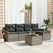Set Divano da Giardino con cuscino 6 pcs Grigio polyrattan