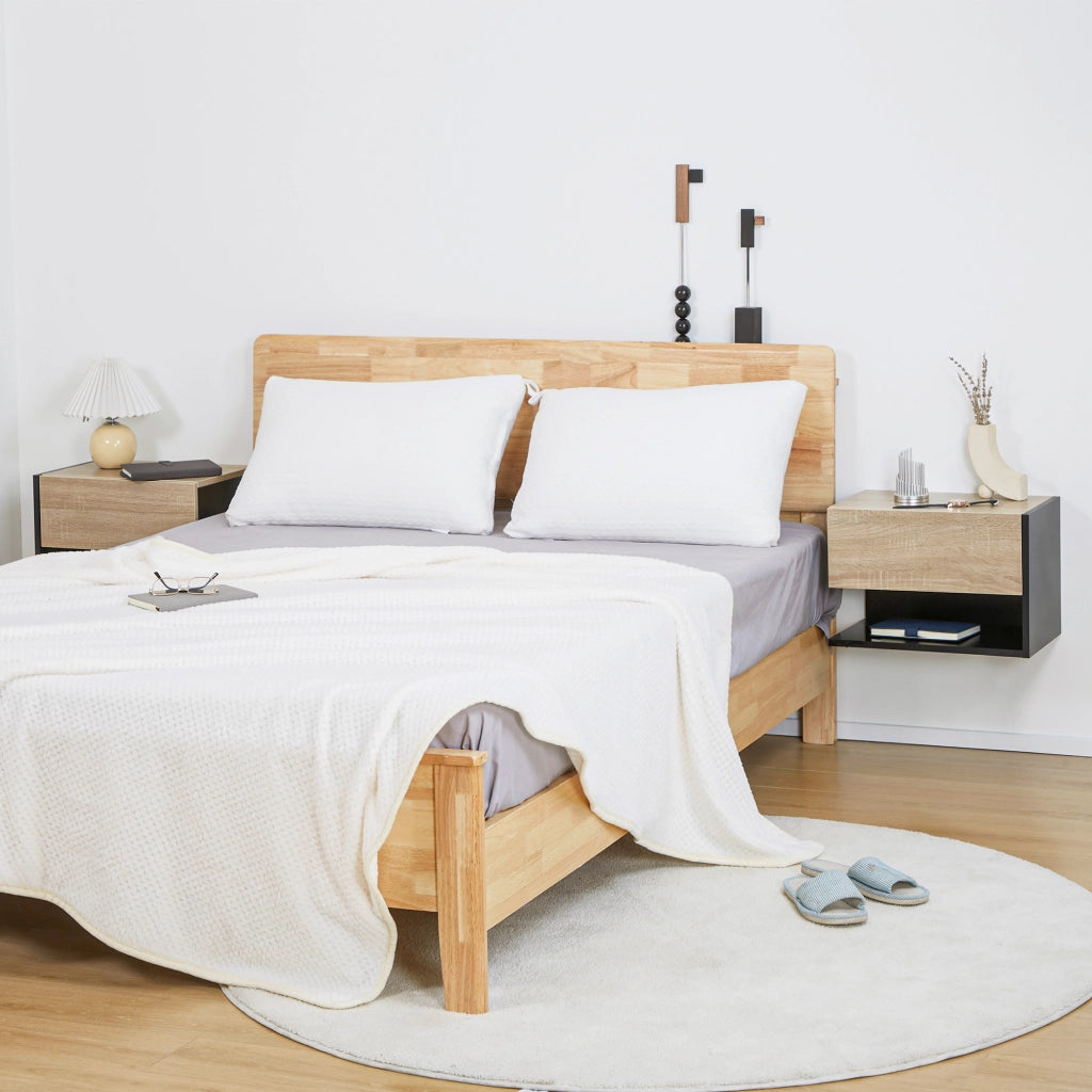 Comodini a Sospensione ¨C Minimal ¨C Legno Rovere e Nero 46x30x30