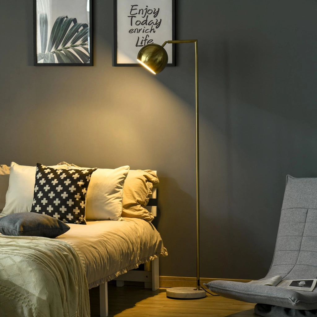Lampada da Terra 38x26x165 cm E27 Paralume Regolabile Oro