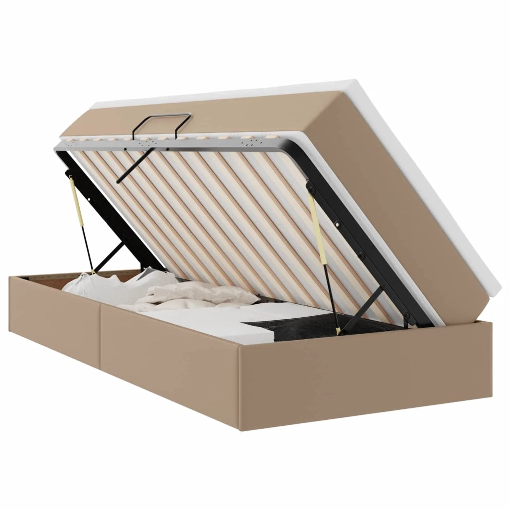 Letto con contenitore e materasso Cappuccino 100 x 200 cm 3370153