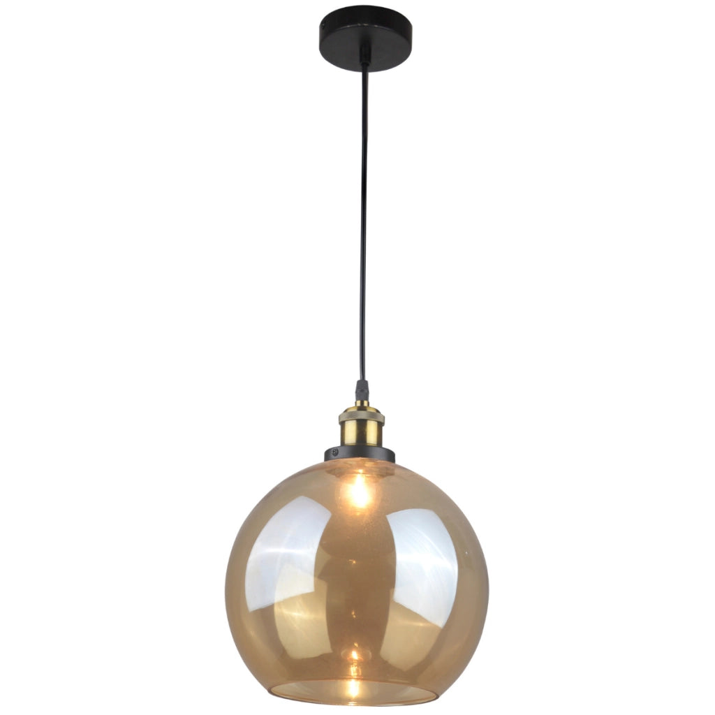 Lampada a sospensione IRWIN vetro ambra E27 Ø20cm Polux